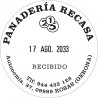 Fechador Trodat Printy 46145 con placa de 45 mm. de diámetro marcada en tinta negra