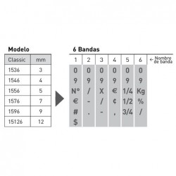 Numerador Trodat 1536, 6 bandas de 3 mm. caracteres especiales