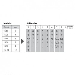 Numerador Trodat 1558, 8 bandas de 5 mm. caracteres especiales