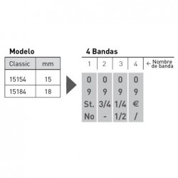 Numerador Trodat 15154, 4 bandas de 15 mm. caracteres especiales
