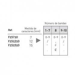 Numerador Image F151210, 10 bandes de 12 mm. caràcters especials