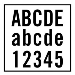 Imprentilla Telos serie B, compuesta de letras mayúsculas, minúsculas y números