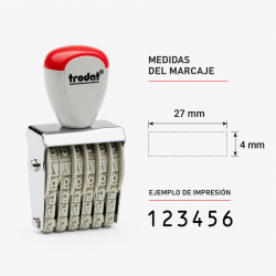Numerador TRODAT d'entintatge manual ref. 1546, de 4 mm, 6 bandes